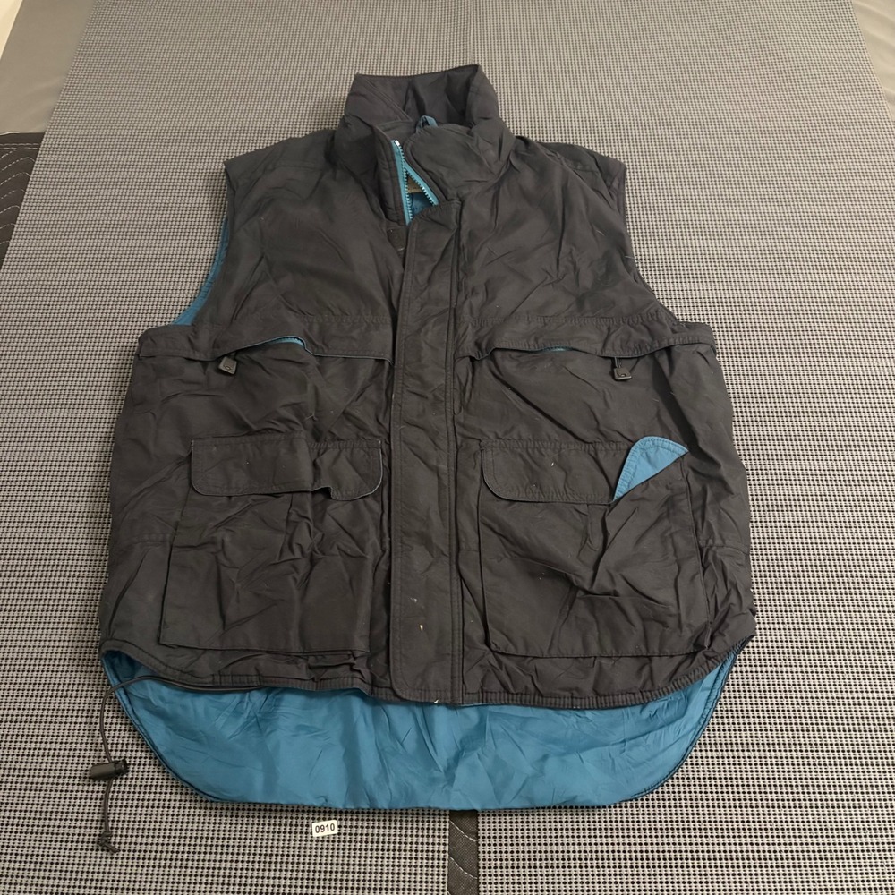 WearGuard Style 1912 Large Insulated Workwear Vest Black Teal Utility Pockets